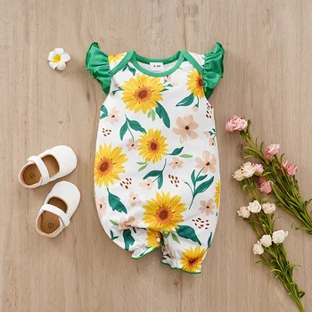 Sanlutoz Летний хлопковый комбинезон для маленьких девочек, одежда для новорожденных принцесс, детские комбинезоны с милыми цветами для малышей