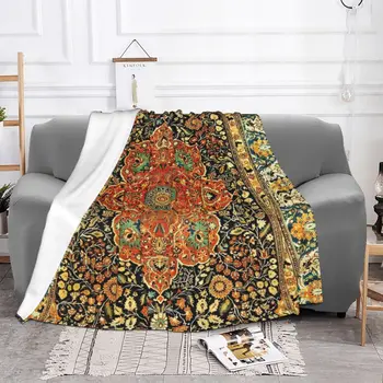 Антикварные Персидские одеяла Mohtashem Kashan в богемном стиле, флисовые осенне-зимние портативные Супер Теплые одеяла для домашнего автомобильного ковра
