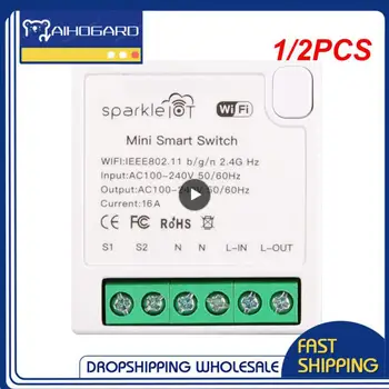 1/2 шт. Tuya WIFI Mini Smart Light Switch, 2-полосный выключатель с дистанционным управлением с Alexa Alice Home Smart Life