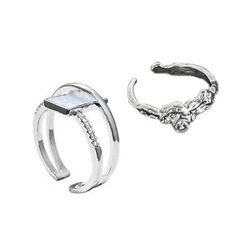 1 комплект дамского кольца с открытым кольцом на палец, Ослепительное женское кольцо со стразами