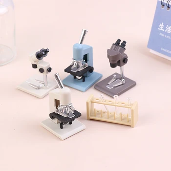 1 комплект миниатюрного микроскопа для кукольного домика, Лабораторное оборудование, Стойка для пробирок, Аксессуары для лаборатории, Декор, Аксессуары для игрушек, Декор