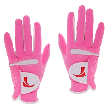 1 пара женских нескользящих перчаток для гольфа из сверхволокнистой ткани, Мягкие дышащие перчатки для гольфа для левой и правой рук, розовые