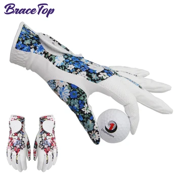 1 пара модных женских перчаток для гольфа, Корейская версия, ткань из нано-микрофибры, удобные эластичные спортивные перчатки из ткани с принтом лайкры