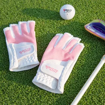 1 пара мягких перчаток для гольфа, дышащие кожаные чехлы для пальцев для гольфа, Перчатки с открытым пальцем слева и справа, перчатки с открытым пальцем для женщин