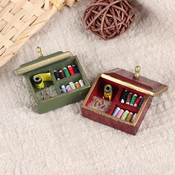 1 шт. Кукольный домик в миниатюре 1:12, крышка для швейной коробки, набор инструментов, шкатулка для ювелирных изделий, мини-модель для украшения кукольного домика