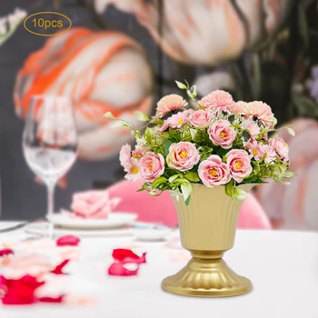 10 шт. мини-золотых металлических свадебных украшений, ваза для цветов на годовщину, согревающая дом, 8,5 см, новинка США