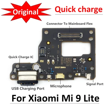 100% Оригинальный Новый USB-порт для зарядки, плата для подключения гибкого кабеля, запчасти для Xiaomi Mi9, Mi 9 Lite, Замена микрофонного модуля