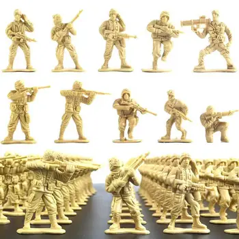 100шт Мини-солдатские игрушки Прозрачная текстура Набор моделей солдат Статическая модель Солдат Люди Военная модель Детские игрушки Украшения