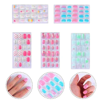 120шт Детские накладные ногти, полное покрытие, пресс на ногтях, маникюр для девочек, накладные ногти