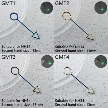13 мм часовая игла GMT подходит для часов nh34 hands movement group аксессуары для часов зеленый светящийся указатель для часов