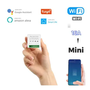 16A Tuya WiFi Smart Switch 2-полосное Управление С Переключателем Контроля Энергопотребления Mini Smart Breaker Smart Life Control Alexa Через Google Home