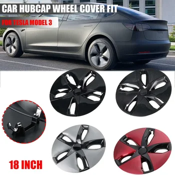 18-дюймовая крышка автомобильного колеса, колпаки, крышки ступиц, накладки на колеса Для Tesla Model 3, глянцевый Черный, красный, Карбоновый, серый