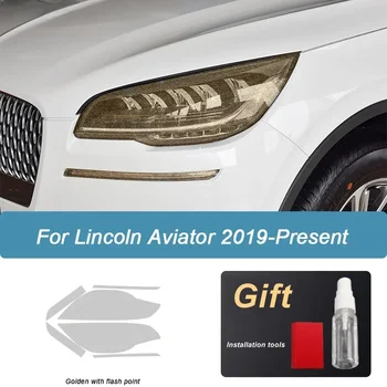 2 Шт Виниловая прозрачная наклейка TPU с дымчато-черным оттенком, защитная пленка для автомобильных фар для Lincoln Aviator 2019 2020 2021