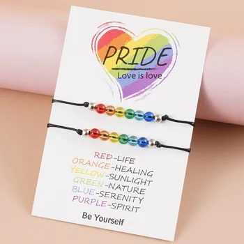 2 шт./компл. Браслет желаний Rainbow Pride Бисексуальный Радужный ЛГБТ-Веревочный браслет Бисексуальные украшения для женщин, мужчин, Браслет Pride в подарок