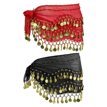 2 шт. набедренный шарф с подвешенными монетами Юбка для выступлений Юбка для талии