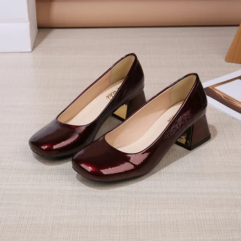 2022 Новый стиль, женские туфли на высоком каблуке, женская мода для работы в офисе, Свадебные туфли для вечеринок, Женские весенне-осенние туфли-лодочки на среднем каблуке.