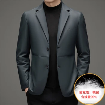 2023 Высококачественная стильная и красивая кожаная пуховая куртка среднего возраста для зимнего отдыха, мужская 90% молодежная пуховая куртка M-4XL