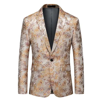 2023 Мужской весенне-осенний новый костюм с позолоченным золотым цветком на одной пуговице, деловой повседневный одноместный костюм