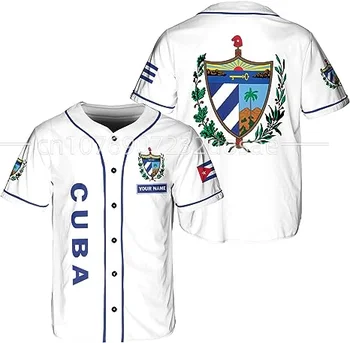2023 Новая Бейсбольная рубашка Флаг Кубы Национальная Эмблема Бейсбольная Майка Повседневная Спортивная Бесплатная Пользовательское Название Мужская и Женская Футболка