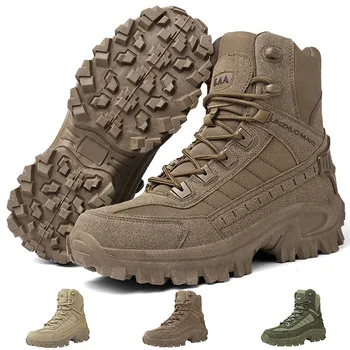2023 Новые модные мужские военные тактические ботинки, армейские ботинки, мужские ботинки с боковой молнией, уличные противоскользящие военные мужские ботинки, защитная обувь