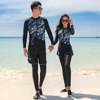 2023 Новый комплект для пары, брюки с длинными рукавами, закрывающие живот, облегающие купальники для дайвинга, серфинга, дайвинга и ныряния консервативных размеров