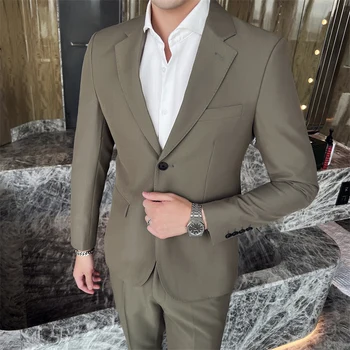 2023Trousers бутик высокого класса (костюм + брюки) мужская мода тонкий тонкий легкий зрелый стиль мужская одежда планктон красивый два комплекта