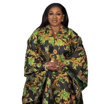 2024 Африканские длинные платья для женщин, Африканская одежда, Ислам, Абая, Элегантный Атласный вечерний халат большого размера, Африканское платье, наряды