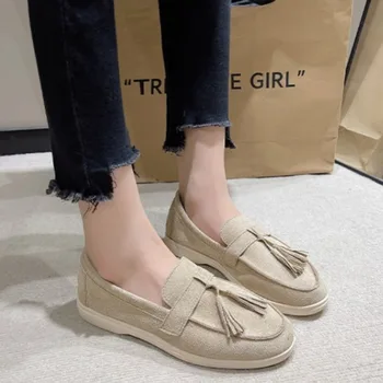 2024 Новые весенне-осенние женские туфли на плоской подошве, мягкая подошва, удобная скользкая женская повседневная обувь, осенняя женская повседневная обувь