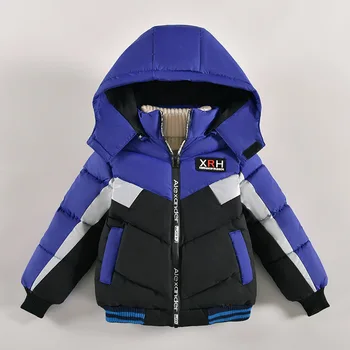 2024 Утепленная куртка для мальчиков Осень-зима, модное пальто с алфавитом для мальчиков, верхняя одежда для малышей на молнии с капюшоном, детская одежда для детей 2, 3, 4, 5 лет