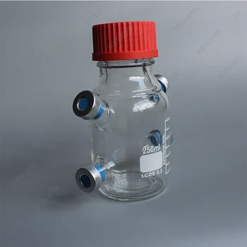 250 мл Анаэробная бутылка с зажимом для рта, герметичная бутылка с реагентом для отбора проб, бутылка для хранения образца GL45, бутылка с реагентом с несколькими горлышками