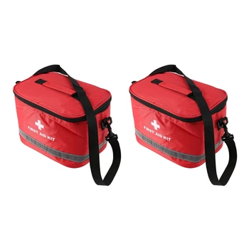 2X Аптечка первой помощи, Спортивная сумка для кемпинга, домашняя сумка для экстренного выживания, красная нейлоновая сумка через плечо с ярким символом креста
