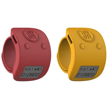 2X мини-цифровых ЖК-электронных счетчика с кольцом на пальце, 6-значный перезаряжаемый кликер счетчиков-красный и желтый
