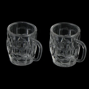 2шт Миниатюрные мини-чашки в масштабе 1:12, сделанные своими руками, Бокал, прозрачный Мини-напиток, вино, Пивная чашка, Кукольный домик, украшение для дома, стеклянная модель