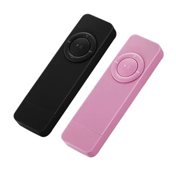 2шт Портативный USB Sport U Disk Mini Mp3 Музыкальный плеер с поддержкой карты памяти 32 ГБ (черный и розовый)