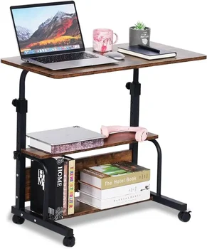 32-дюймовый компьютерный стол, стол для ноутбука, для домашнего офиса, для учебы, студенческий стол с местом для хранения, мобильный стол для дивана, спальня в деревенском стиле