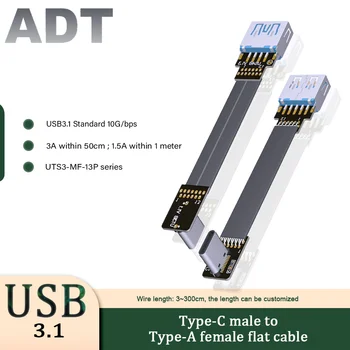 3A USB Type C Двойной 90-Градусный кабель USB C Лента Плоская Угловая Вверх-Вниз Gooseneck Тип USB 3.0 Type-C Кабель для быстрой зарядки и Передачи данных