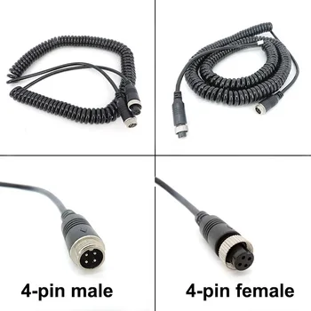 4-контактный пружинный провод с сердечником, удлинитель от мужчины к женщине, видеоразъемный кабель питания, удлинитель для камеры автомобильного монитора M20