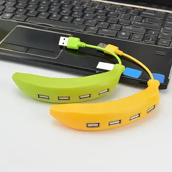 4-Портовый USB2.0 Концентратор, многопортовый адаптер, Разветвитель для передачи данных, Разветвитель типа C в форме банана, Адаптер для флэш-накопителя для ПК, ноутбука, камеры