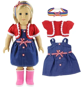 45 см Горячая распродажа аксессуаров для девочек, Хлопчатобумажная куртка ручной работы + платье, одежда для 18-дюймовой куклы American Girl, подарок для детей
