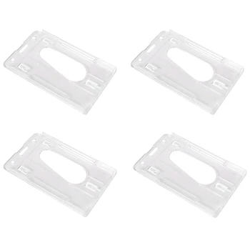 4X Вертикальный жесткий пластиковый держатель для бейджа, двойная карточка ID, Мультипрозрачный 10x6 см