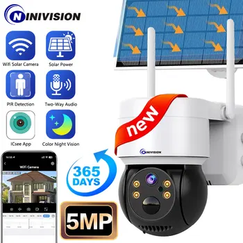 5-Мегапиксельное беспроводное наружное видео 2K WiFi Солнечная камера наблюдения Защита домашней безопасности Батарея длительного режима ожидания Mini iCSee AI Human