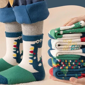 5 пар/лот Осенне-зимние морозостойкие и теплые бархатные утолщенные детские носки для мальчиков и девочек