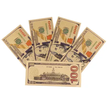 5шт 100 долларов США 24-каратная золотая фольга, золотые бумажные деньги в долларах США, банкноты, поделки