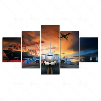 5шт Самолет, декор для самолета, холст, стена, HD Печать, декор комнаты без рамок, Абстракция, плакат, домашний декор, 5 панелей