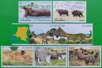 7 ШТ., Заир, 1982, Дикие животные, настоящие оригинальные почтовые марки для коллекции, MNH