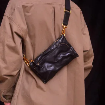 AETOO Нейтральный стиль ретро головной слой из воловьей кожи складной дизайн индивидуальность горизонтальная сумка для мобильного телефона сумка через плечо пригородный досуг