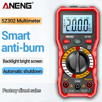 ANENG SZ302 Цифровой мультиметр переменного/ постоянного тока Автоматический тестер тока NCV Детектор Сопротивления Ом Амперметр Измеритель емкости