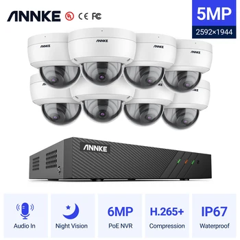ANNKE 5MP POE Камера Безопасности Система Видеонаблюдения 8CH H.265 + 6MP NVR Рекордер Камера Безопасности Защита Аудиозаписи