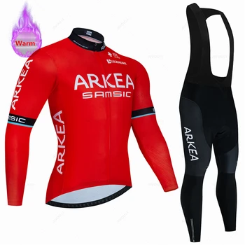 Arkea-Комплект из Термо-Флисовой Велосипедной Майки, Велосипедная одежда, Уличная Велосипедная одежда, MTB Ropa Ciclismo, Комплект с нагрудниками, Зима