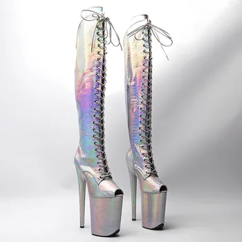 Auman Ale, новинка, 23 см / 9 дюймов, верх из искусственной кожи, пикантные экзотические женские ботинки на платформе и высоком каблуке для вечеринок, обувь для танцев на шесте, 115